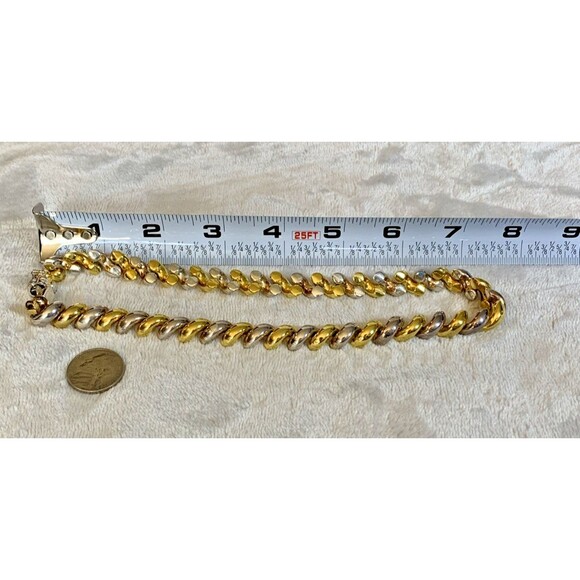 Vintage Italy 925 Sterling Silver Chunky Two-Tone Nugget Link 16” Necklace 49.6g - Picture 10 of 11